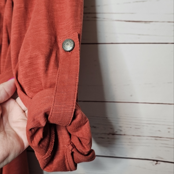 Soft Surroundings Rust Button Front Tie Waist Dress - Picture 9 of 11